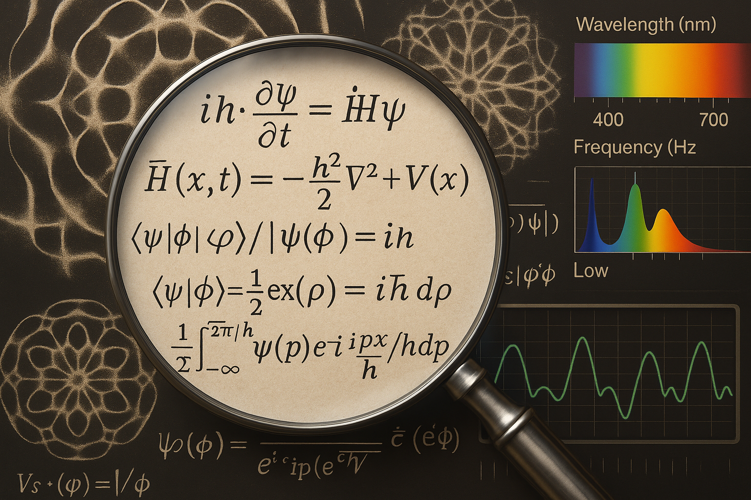 add cymatics and wavelength of light spectrum measuring low hz frequencies in the background